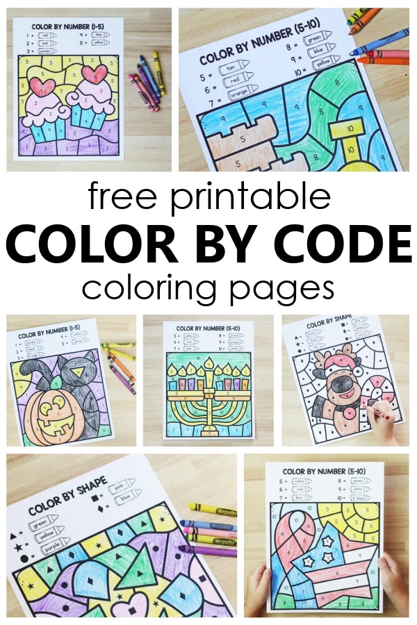 Color by code coloring pages for pre