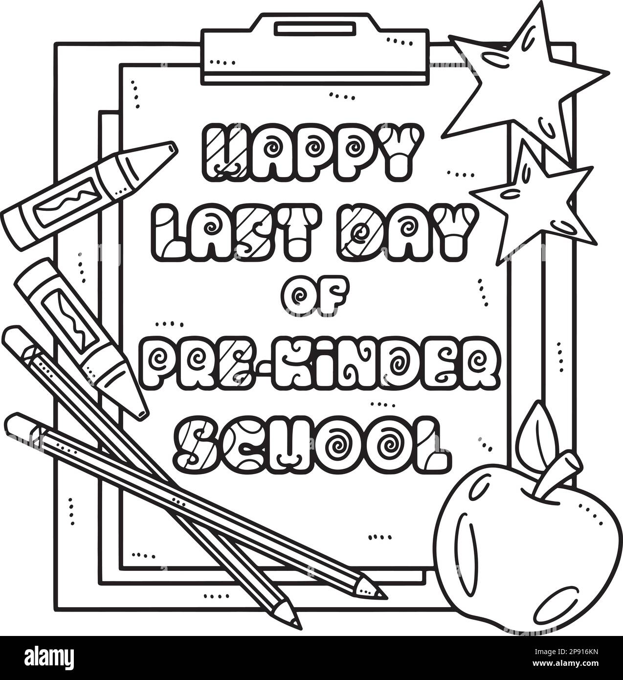 Happy last day of pre k school isolated coloring stock vector image art