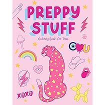 Preppy stuff coloring book for teens inspirational wall art teen girls trendy stuff pink preppy aesthetic stress relieving poster design adult teen girls women color your aesthetic spectrum