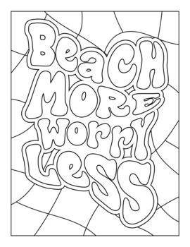 Summer beach groovy phrases coloring pages by peppermint puzzles