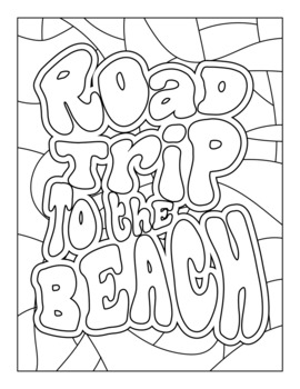 Summer beach groovy phrases coloring pages by peppermint puzzles