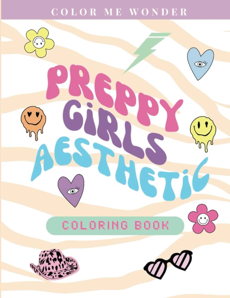 Preppy stuff aesthetic loring book for teens tweens young adults leopard cheetah print smiley faces trendy loring pages for relaxation and gift for tween preppy loring books series wonder lor