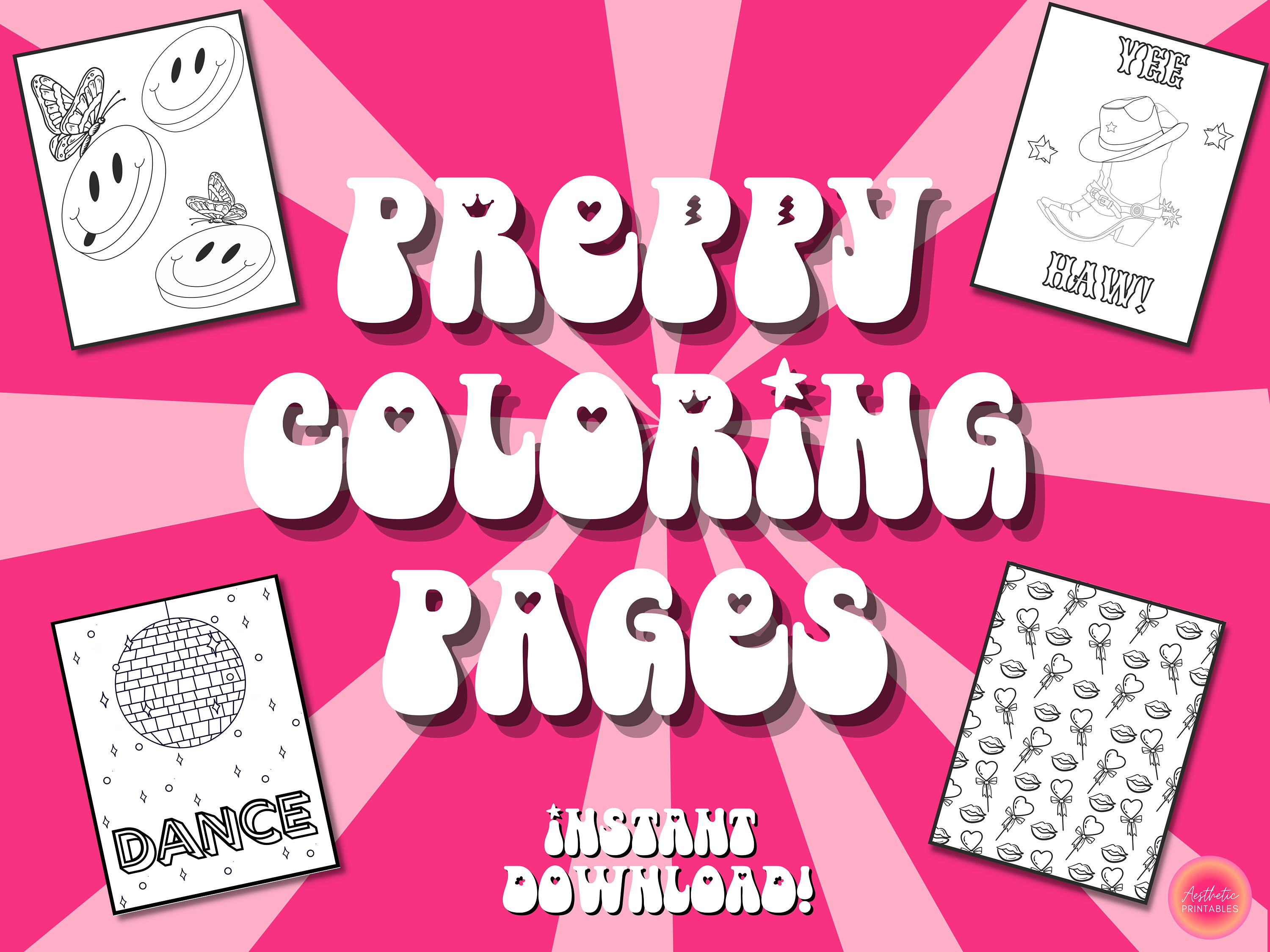 Aesthetic preppy coloring pages aesthetic coloring pages printable easy pdf teen coloring sheets coloring pages for teens