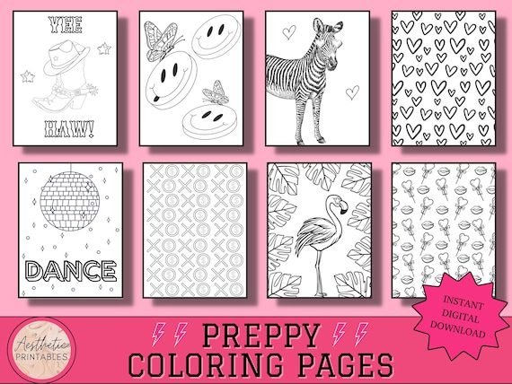 Preppy coloring pages printable easy aesthetic coloring pages pdf teen coloring sheets preppy aesthetic coloring pages for teens