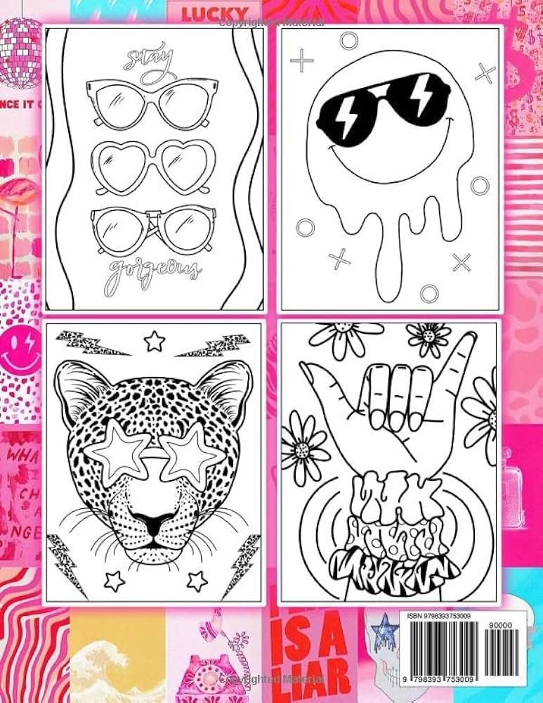 Preppy aesthetic coloring book yk coloring pages with preppy and aesthetic illustrations for teens kids and adults to color and have fun paradious books