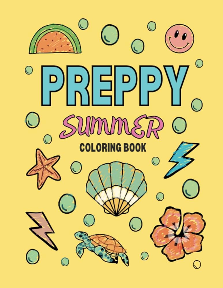 Coconut girl aesthetic preppy coloring book for teens