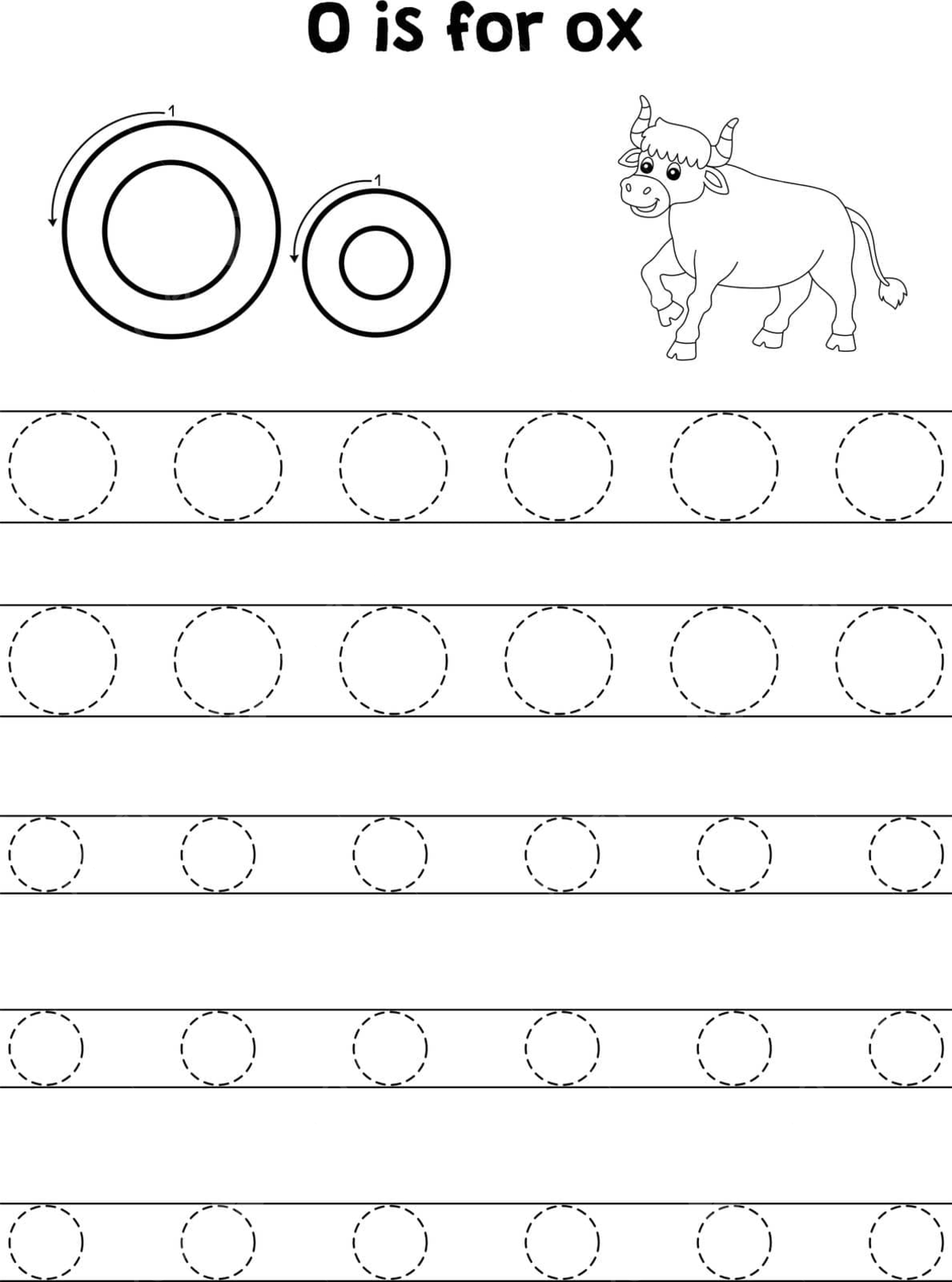 Abc coloring page tracing the letters with an ox animal vector illustration coloring book design png and vector with transparent background for free download