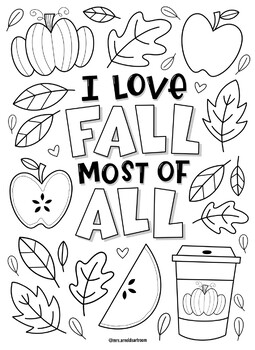 I love fall coloring page by mrs arnolds art room tpt