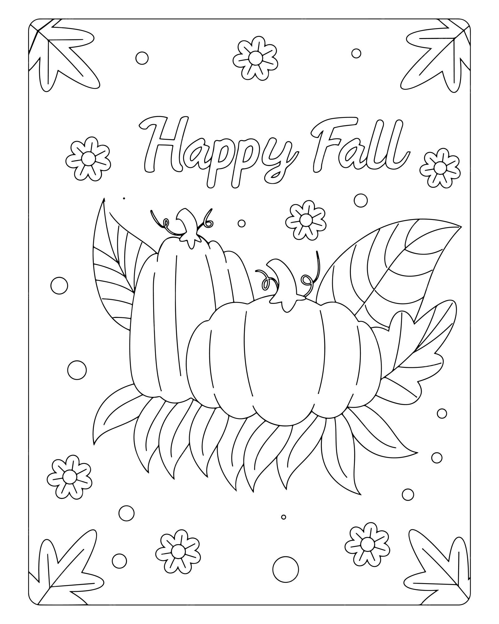 Premium vector autumn coloring pages for kids premium vector