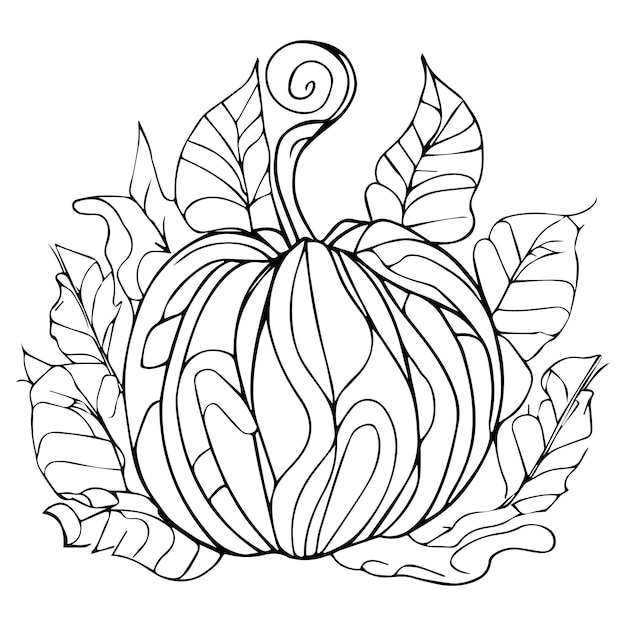 Premium vector fall leaves handdrawn coloring sheet preschool harvest coloring pages printable harvest festival