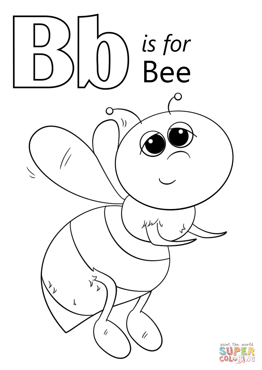 Letter b is for bee coloring page free printable coloring pages