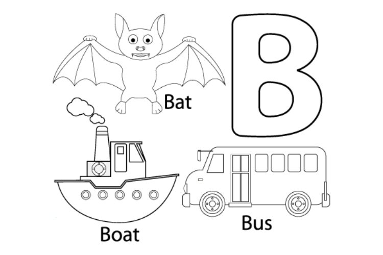 Coloring sheet from letter b for kids