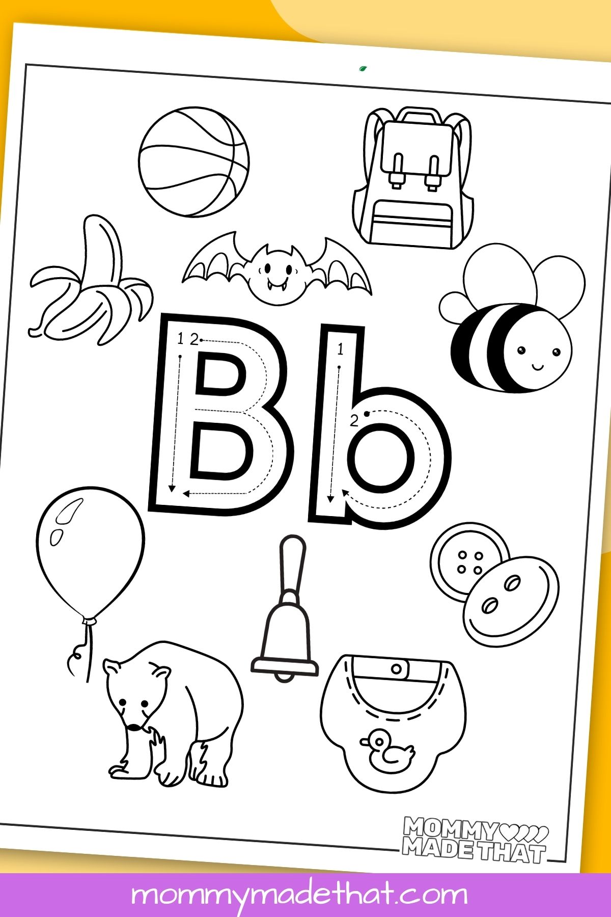 Letter b coloring pages free printable pages