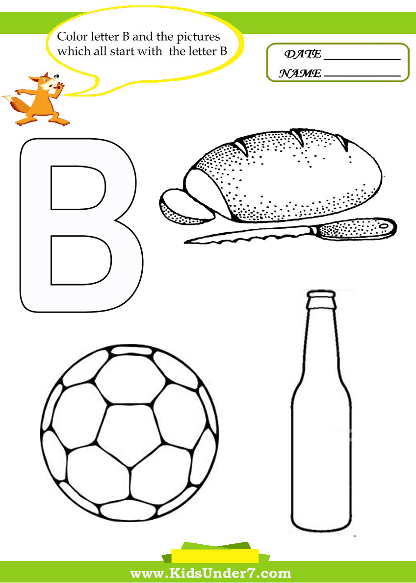 Kids under letter b worksheets and coloring pages