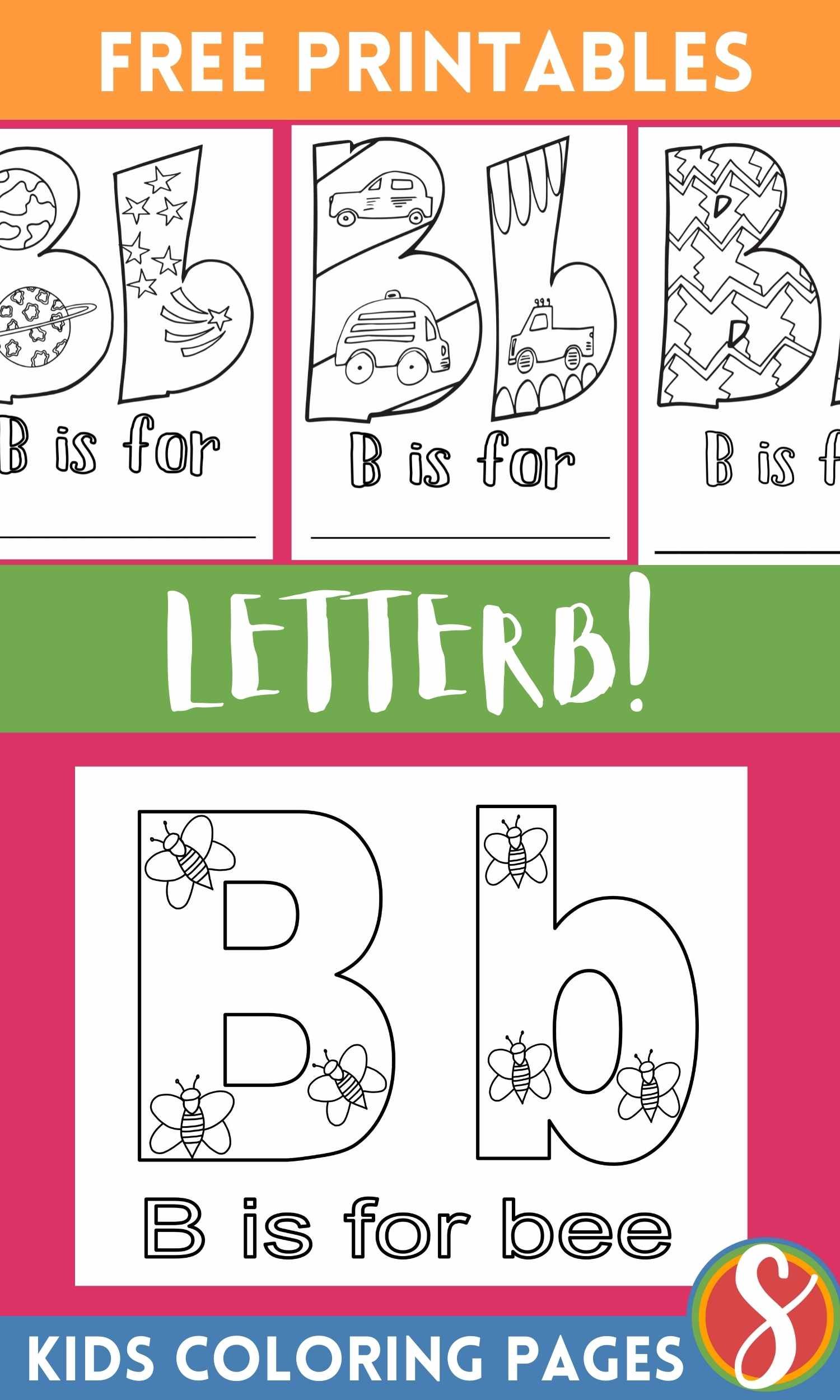Free letter b coloring pages â stevie doodles