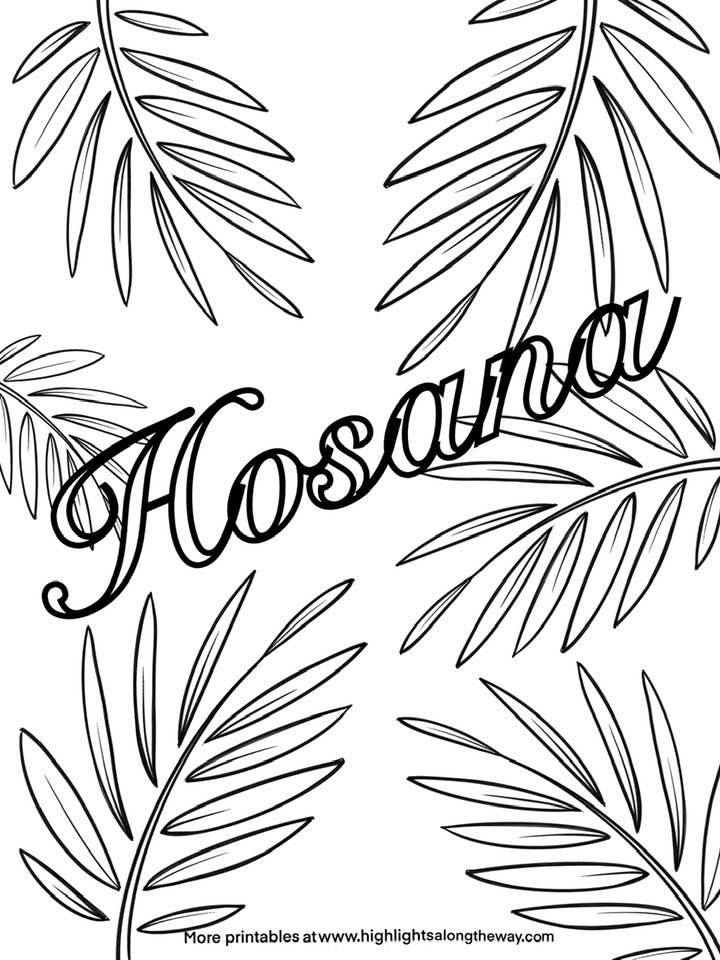 Palm sunday hosansa printable coloring sheet