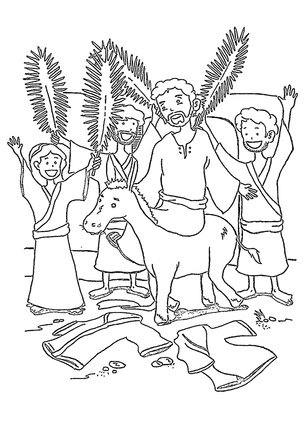 Free printable palm sunday cloth coloring page for adults and kids