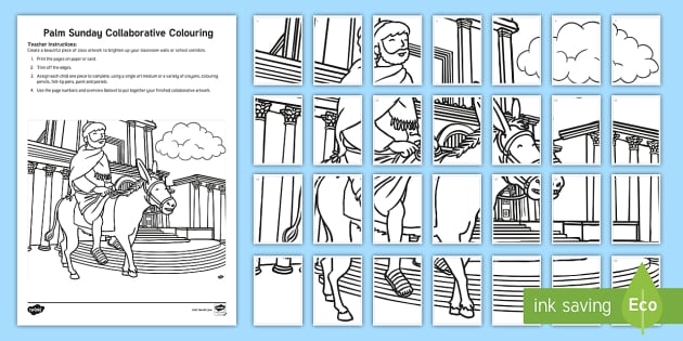 Palm sunday collaborative colouring activity pack