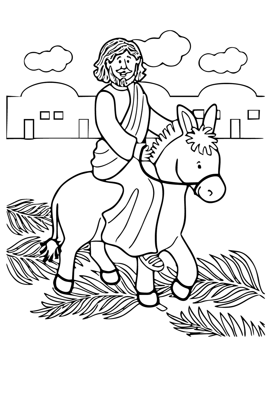 Free printable palm sunday rider coloring page for adults and kids