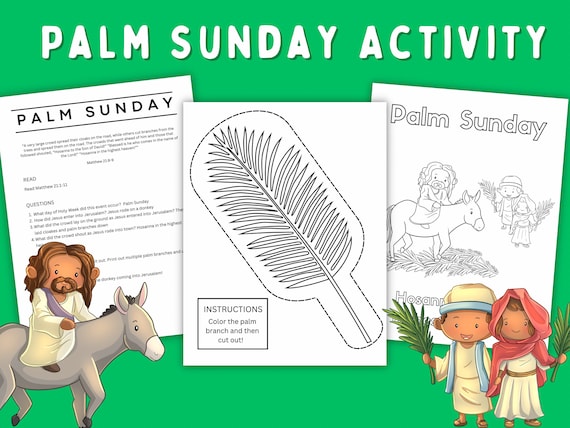 Palm sunday activity kids easter story activity kids holy week scripture coloring pages holy weeksunday school craft