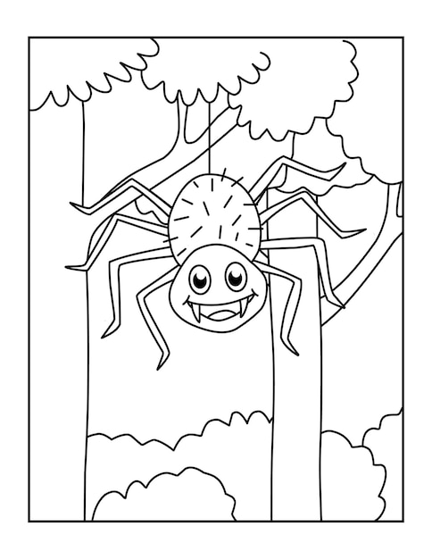 Premium vector cute printable spider coloring pages for kids