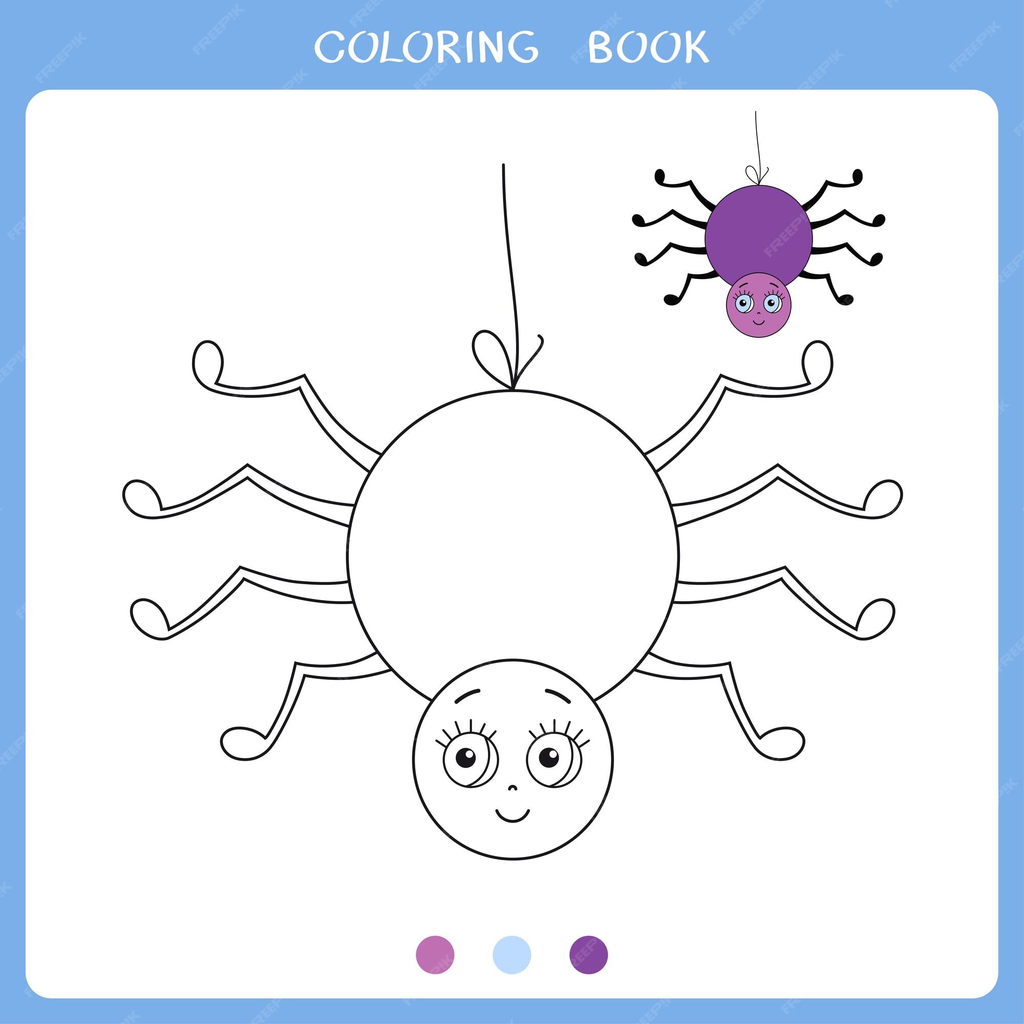 Premium vector vector illustration of cute spider for coloring book