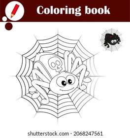Spider coloring page worksheet game kids stock vector royalty free