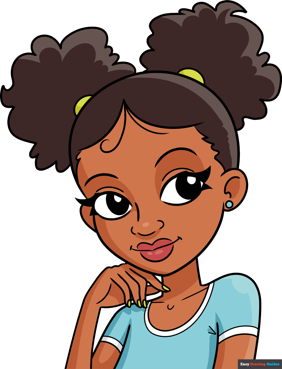 How to draw a black girl cartoon