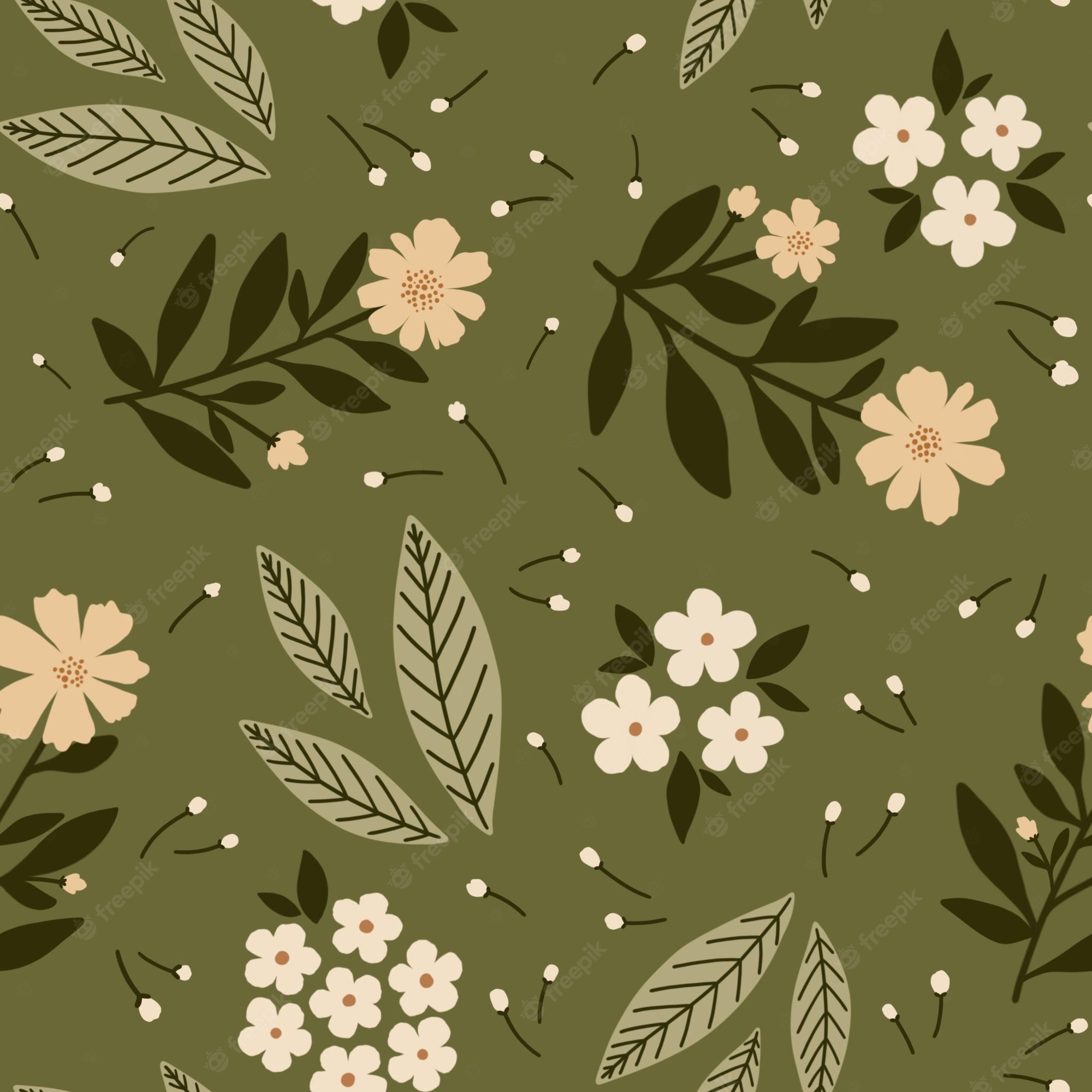 Premium vector cute seamless pattern flower leave vintage style for background wallpaper textile greeting card
