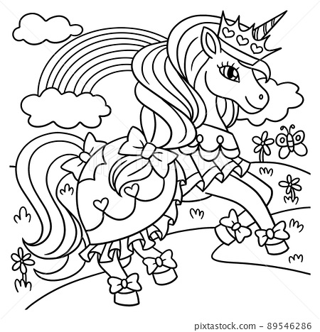 Unicorn princess coloring page for kids