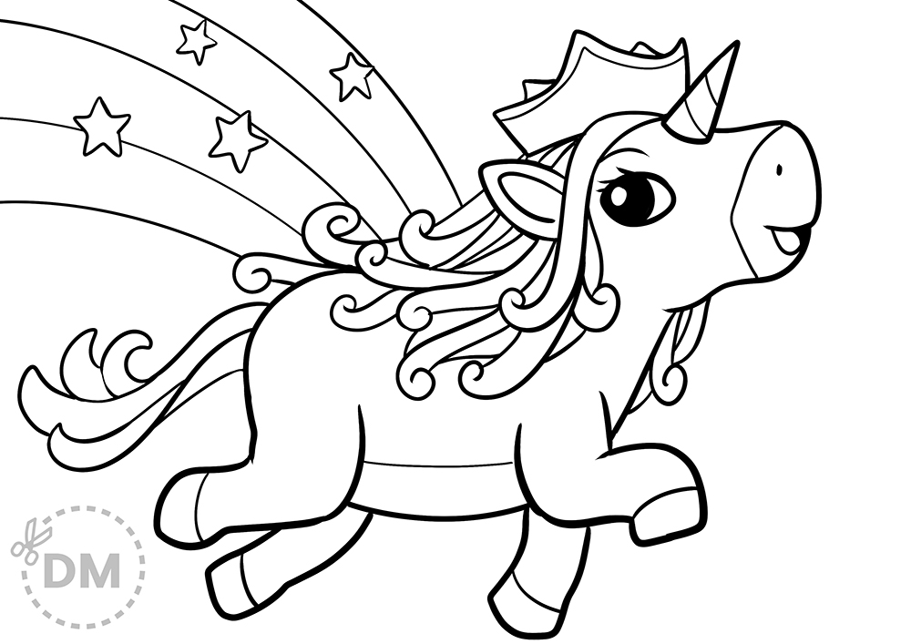 Beautiful princess unicorn coloring page