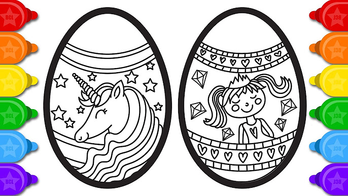 Glitter unicorn house princess and easter eggs coloring and drawing for kids toddlers by birthdaycandyland art
