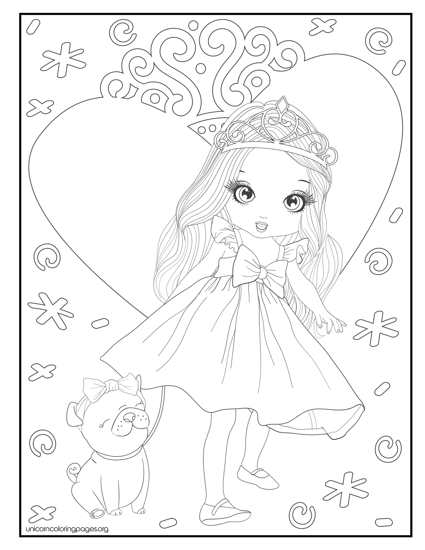 Free princess coloring pages for kids printable easy sheet