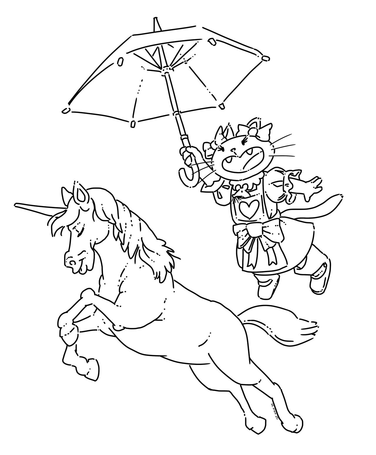Princess rain cat and unicorn coloring page by nadavigra on