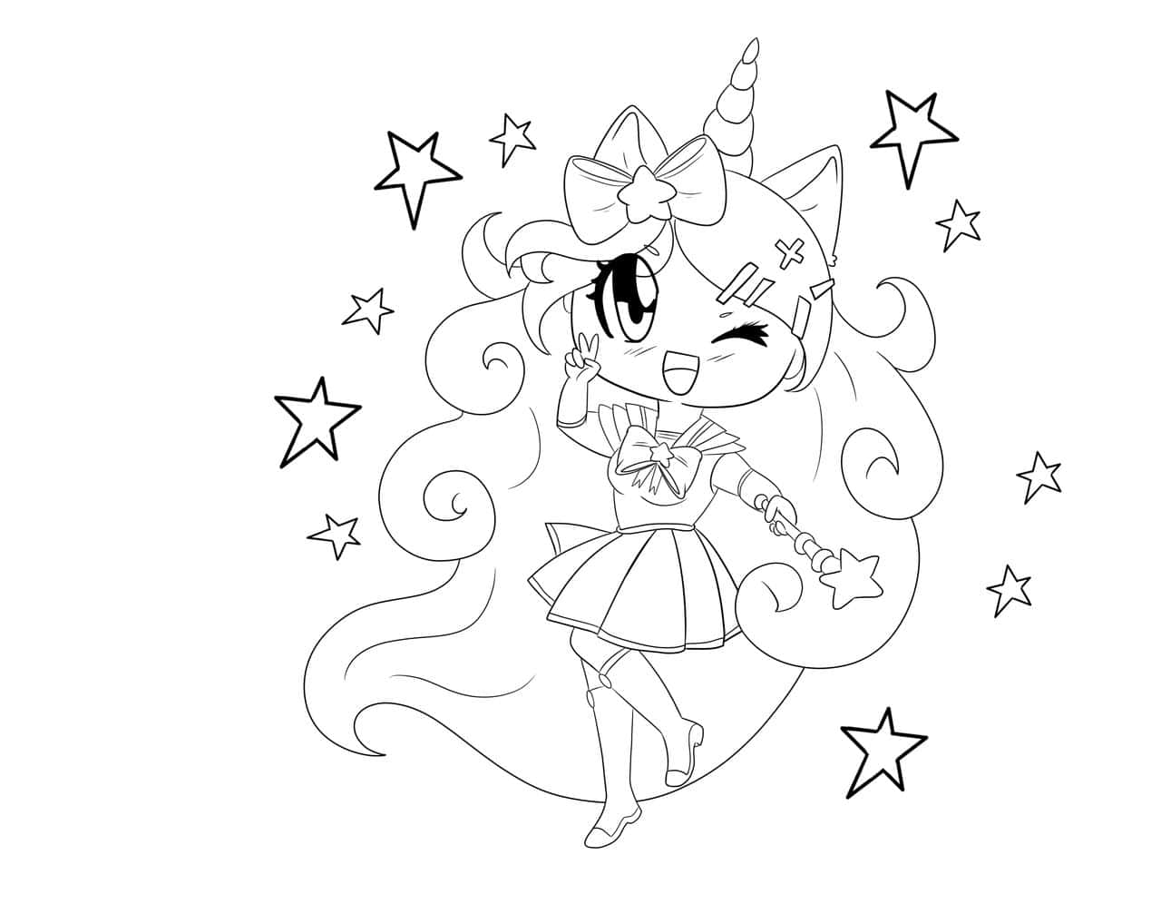 Download cute princess unicorn coloring picture