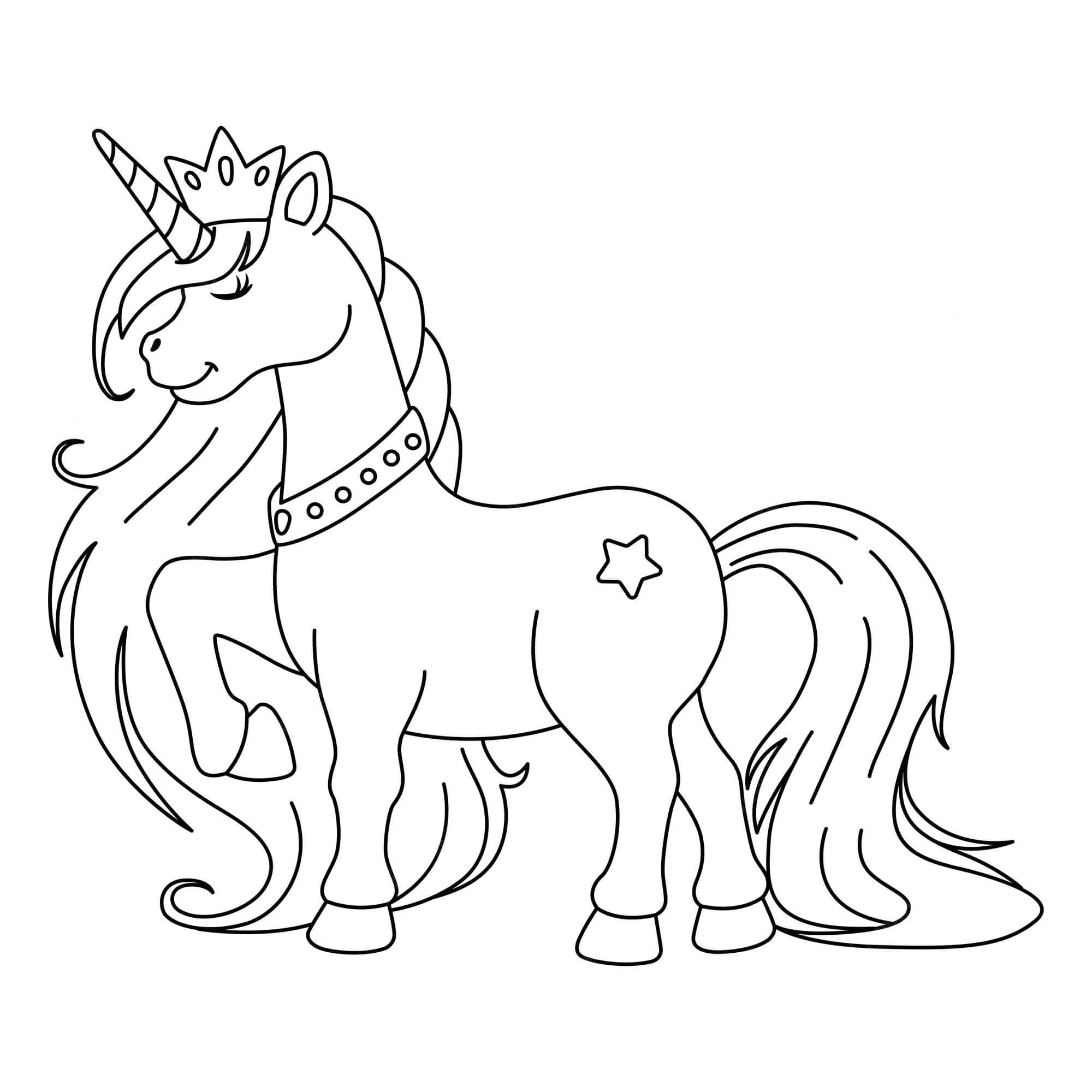 Unicorn princess coloring page