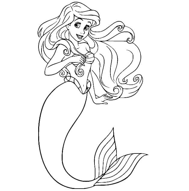 Beautiful mermaid ariel coloring page