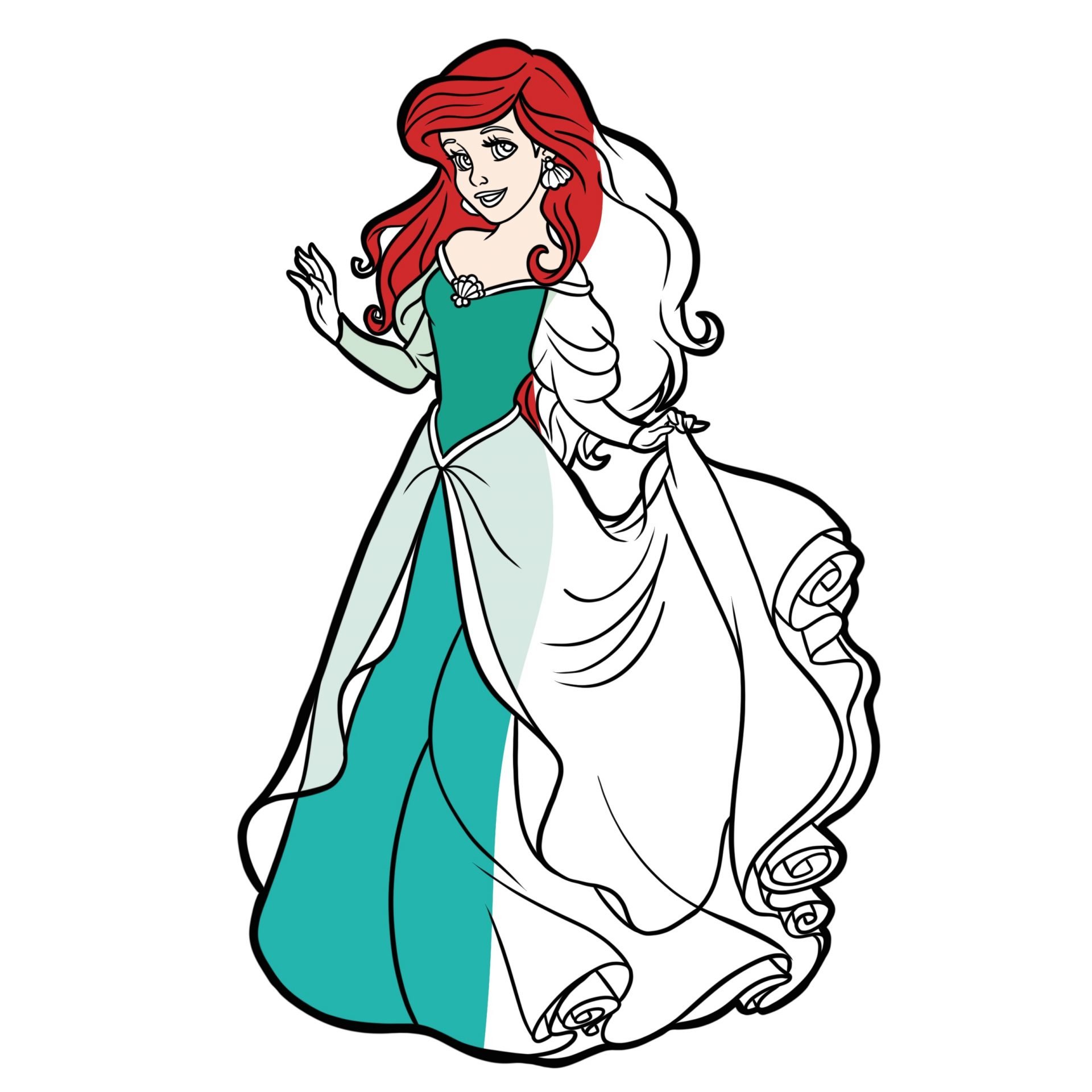 Princess ariel coloring page