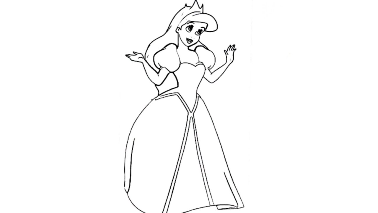 Princess ariel drawing colouring and painting for kids and toddlers ariel the little eraid