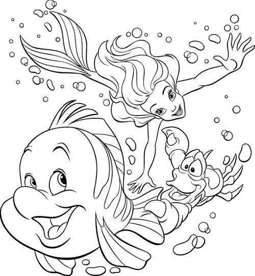Princess ariel little mermaid coloring pages team colors