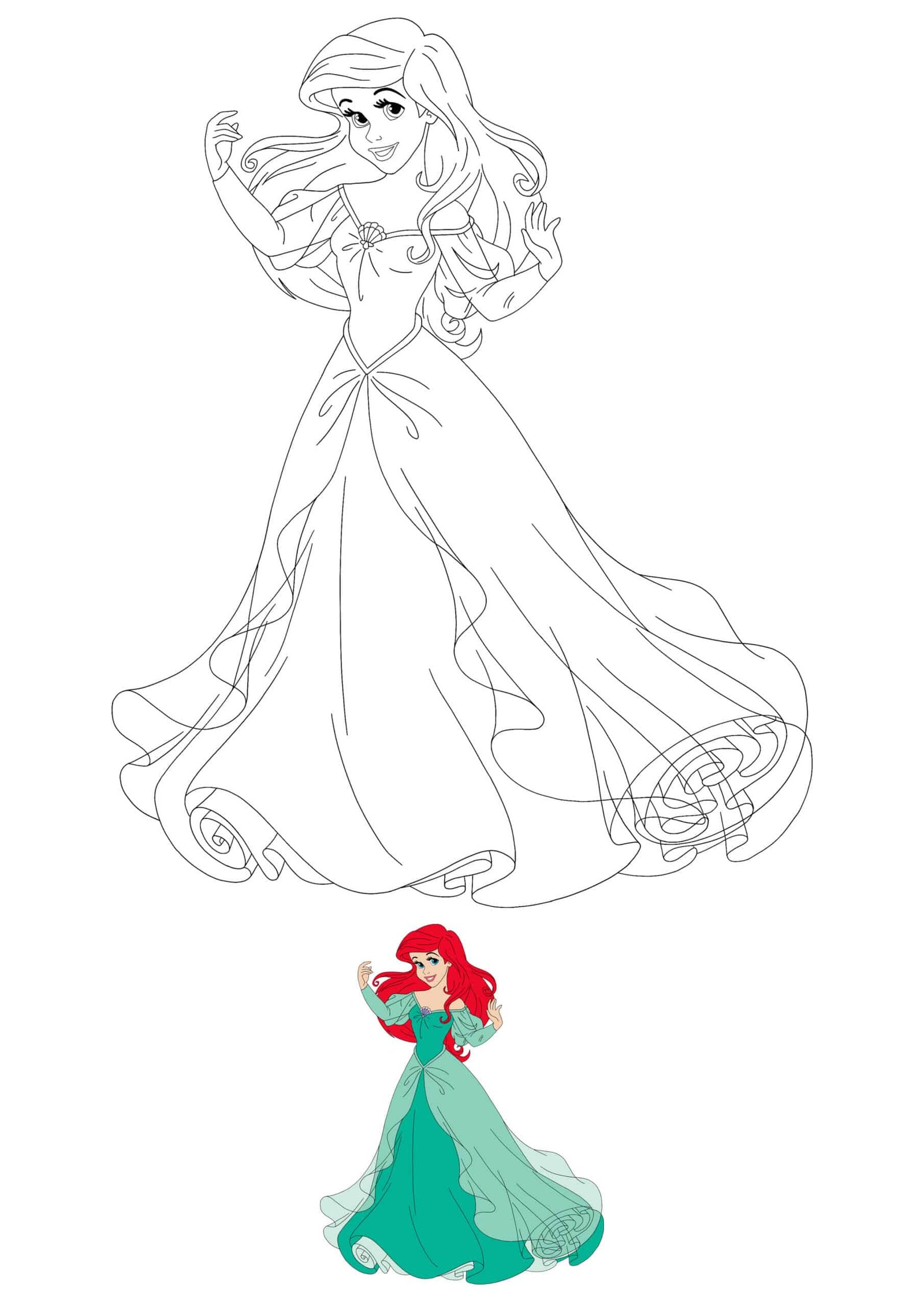 Disney princess ariel coloring pages