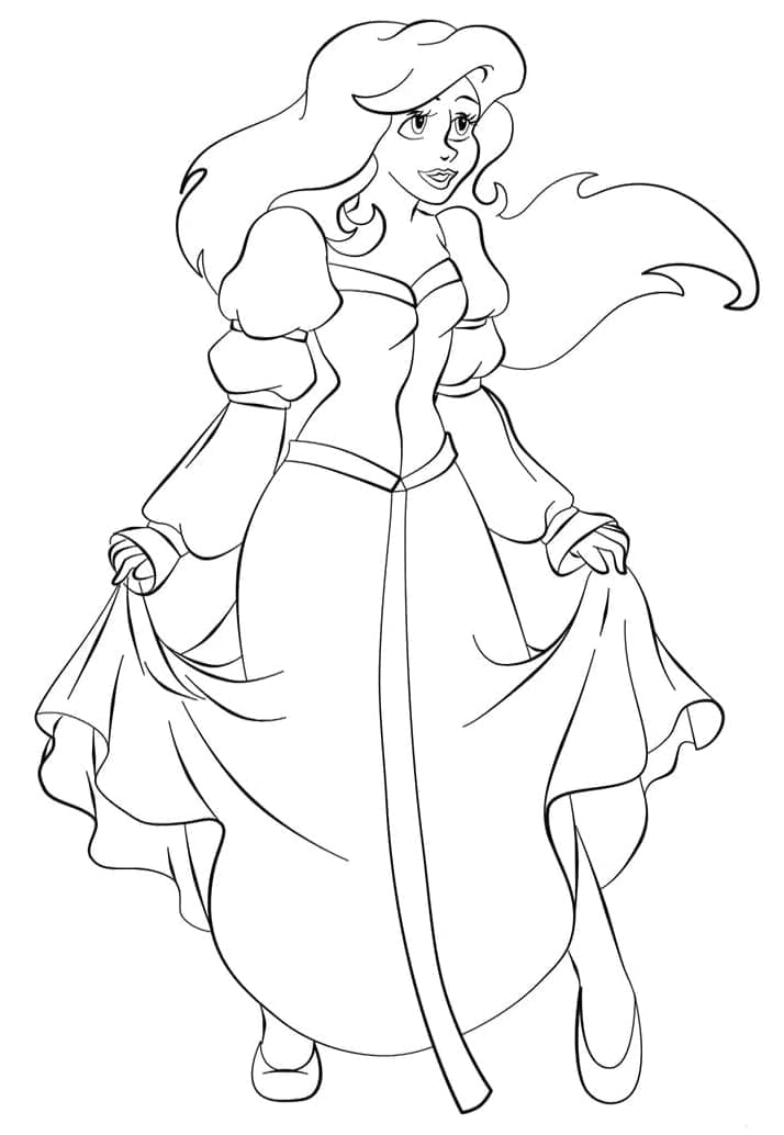 Pretty princess ariel coloring page