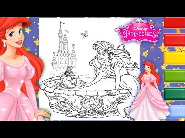 The little mermaid coloring video disney princess ariel coloring page