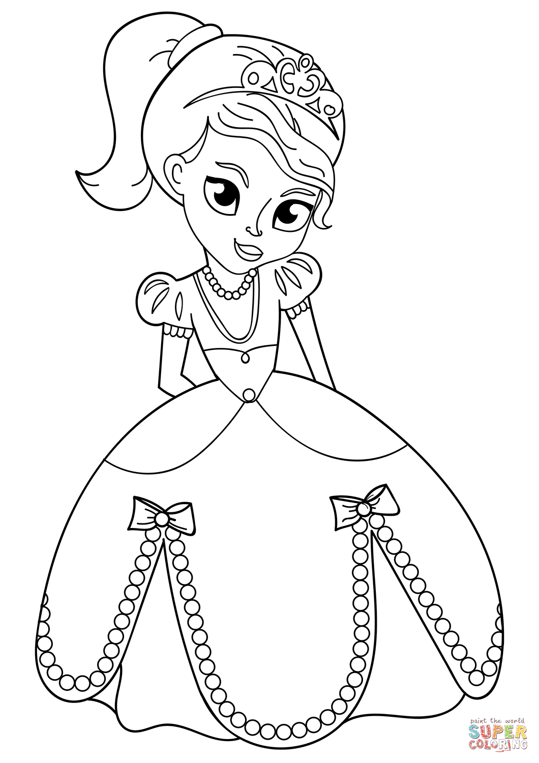 Cute princess coloring page free printable coloring pages
