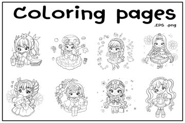 Cartoon girl cute princess doodle kawaii coloring pages