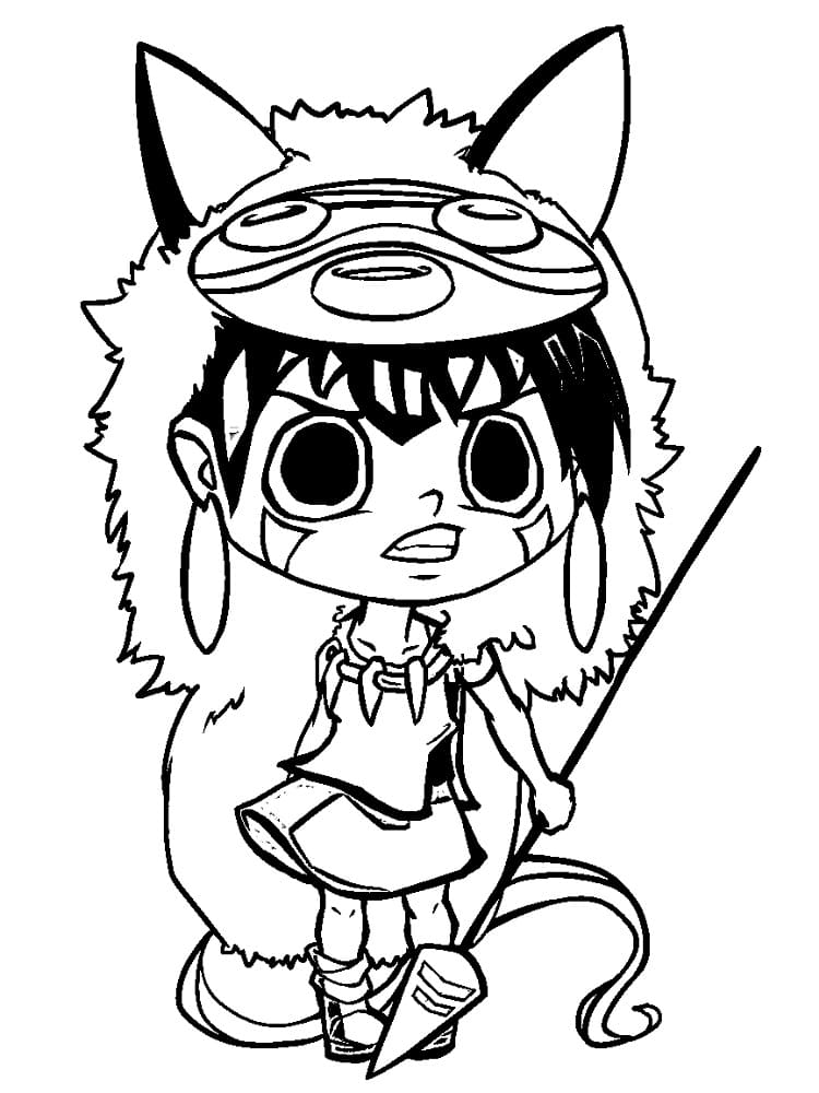 Chibi princess mononoke coloring page