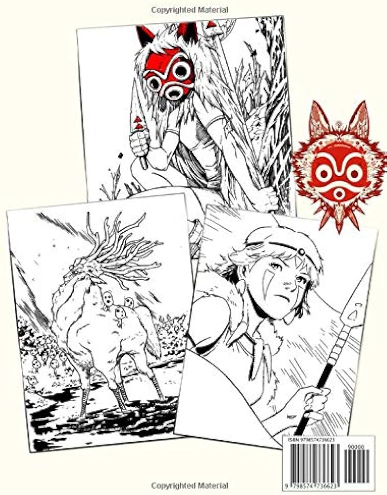 Princess mononoke coloring book best gift for fan boys and girls suitable for all ages anime coloring book amazing books