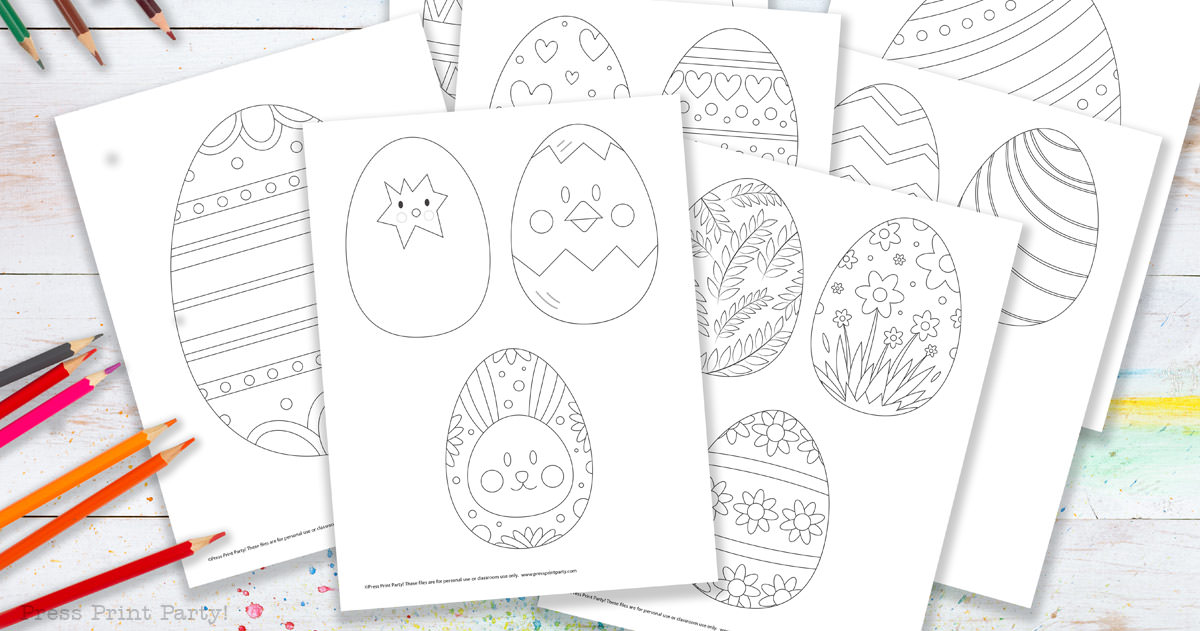 Easter egg coloring pages template free