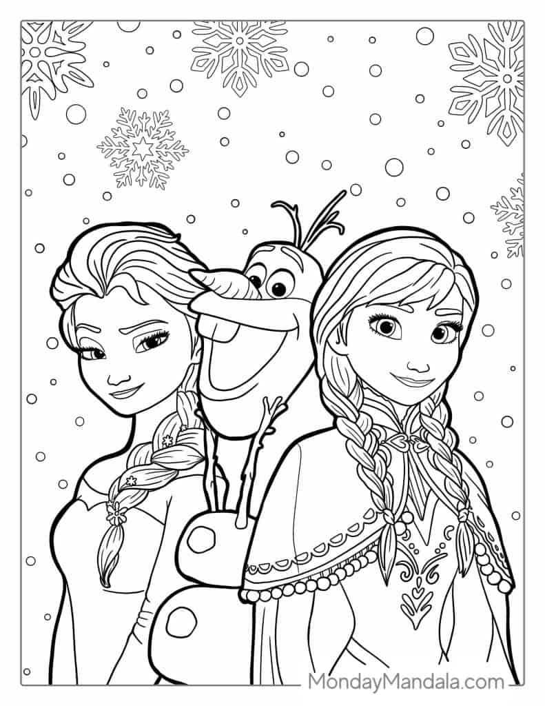 Frozen coloring pages free pdf printables