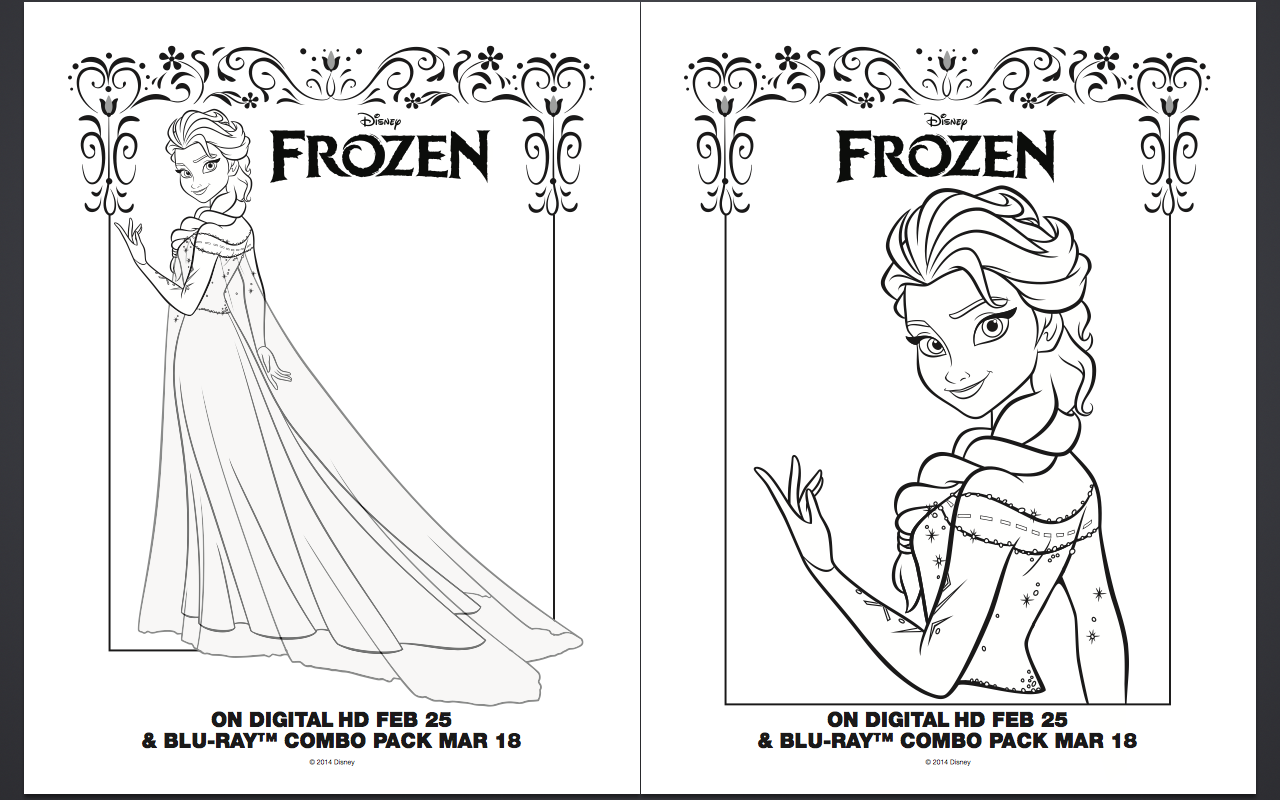Free frozen coloring pages and activity sheet printables